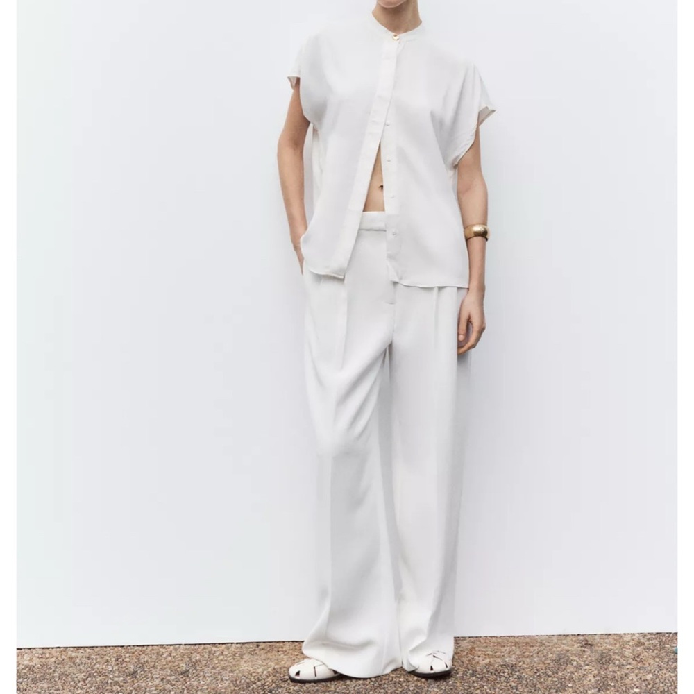 Zara White Wide Leg Pantsuit